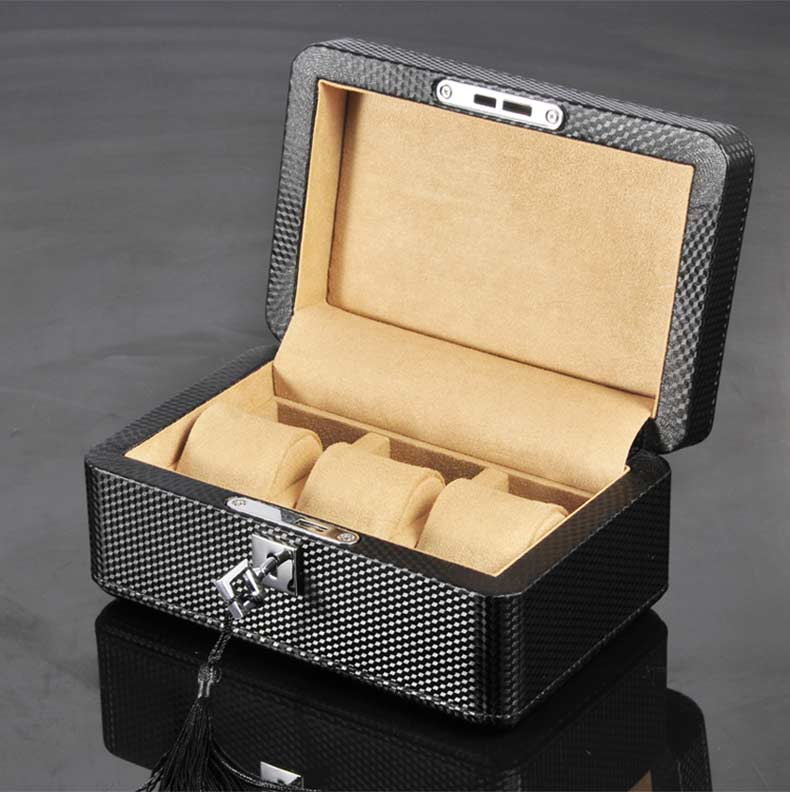 Carbon Fiber Watch Box – 3 Watches, With Lock | Winderly