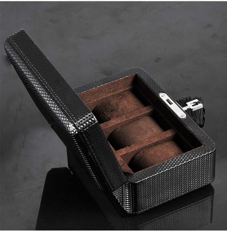 Carbon Fiber Watch Box – 3 Watches, With Lock | Winderly