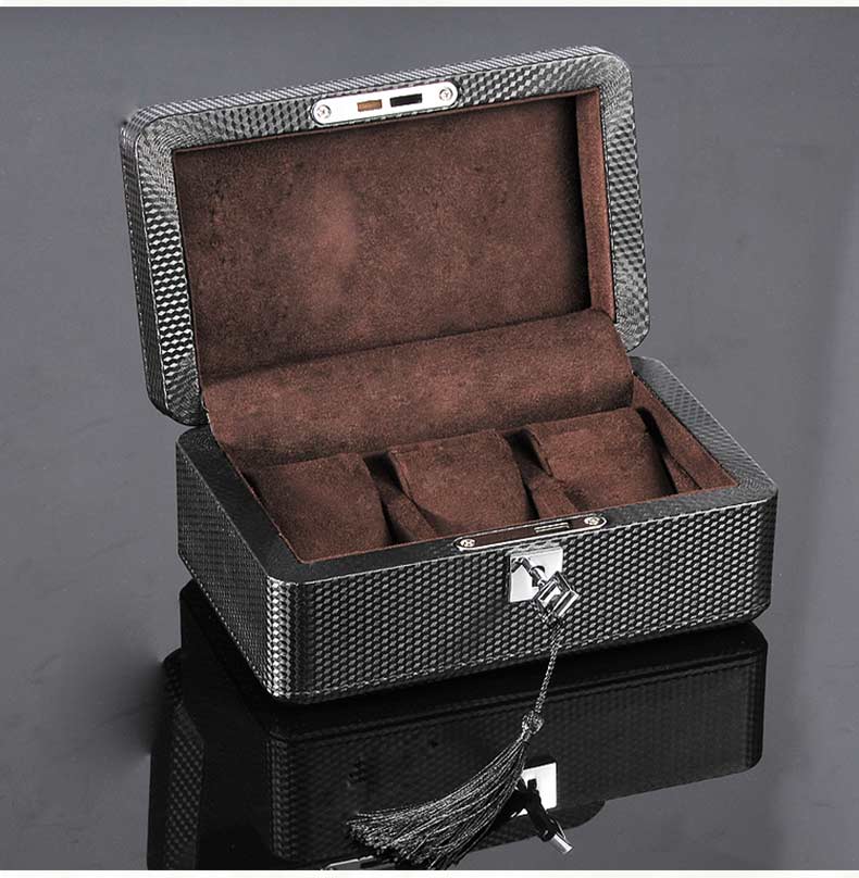 Carbon Fiber Watch Box – 3 Watches, With Lock | Winderly