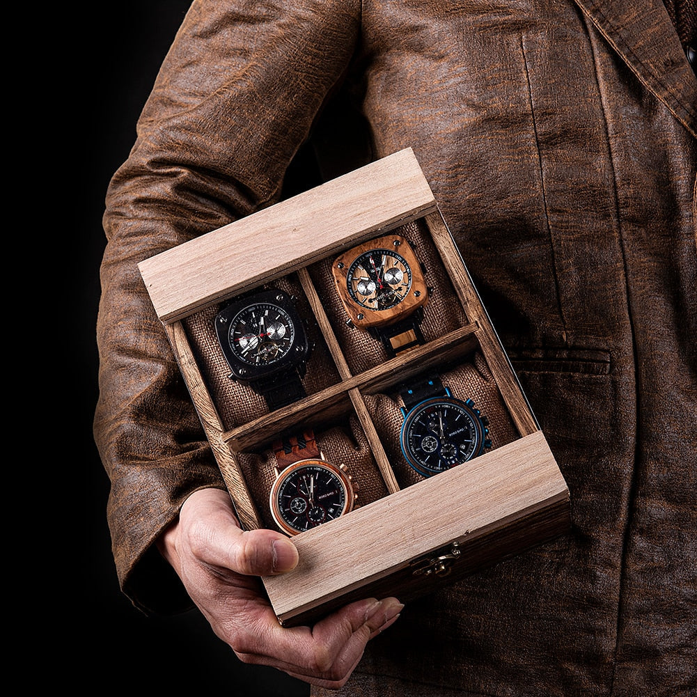 Rustic Wood Watch Box – 4 Watches | Winderly
