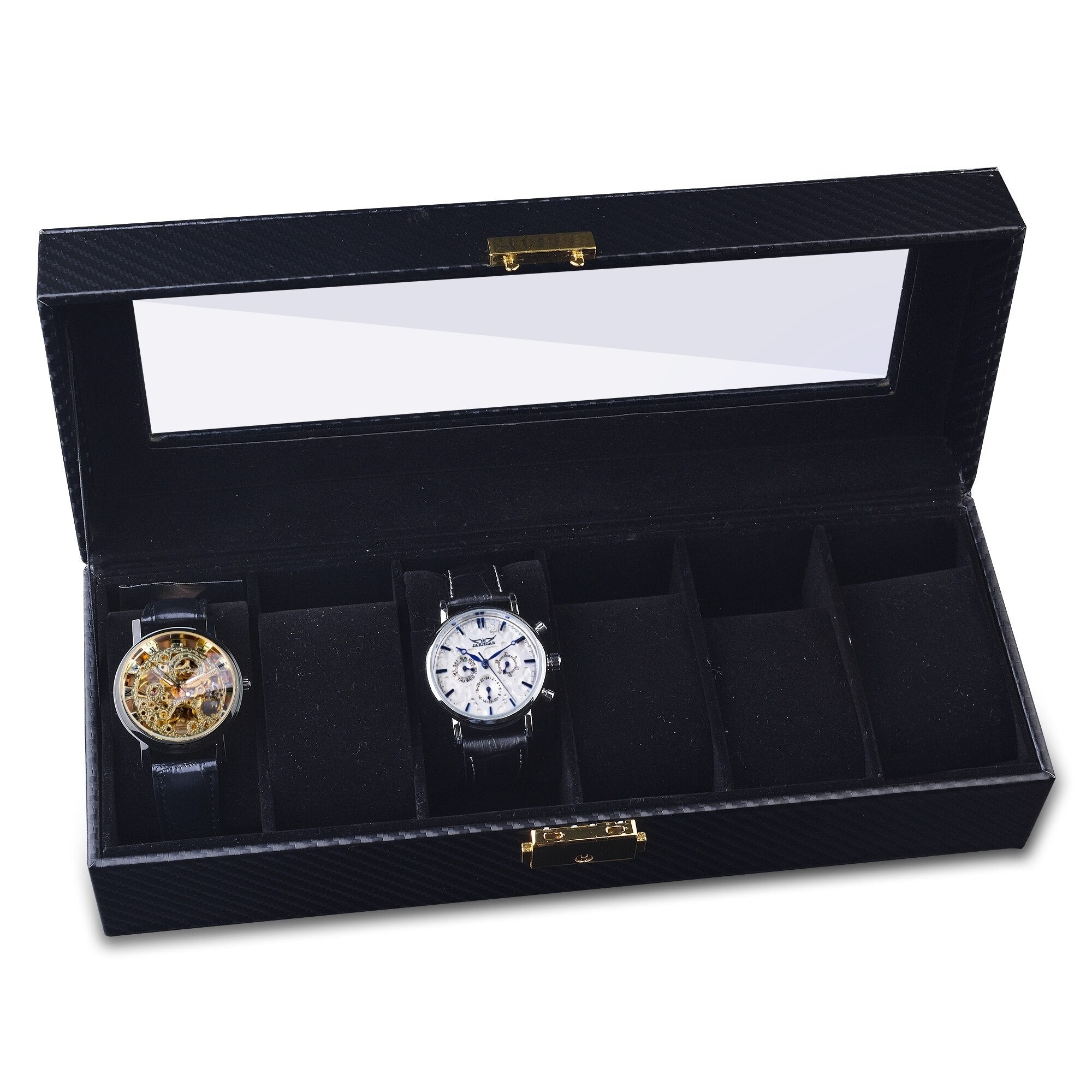 Carbon Fiber Watch Box – 6 Watches, Black | Winderly