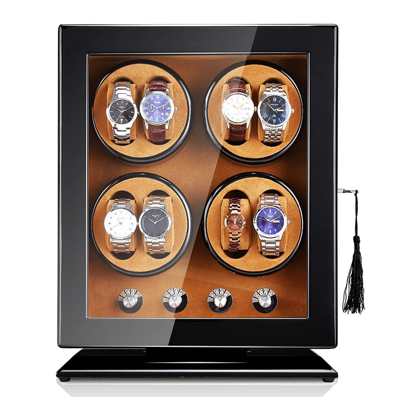 Lacquered Wood Watch Winder – 8 Watches, Brown | Winderly
