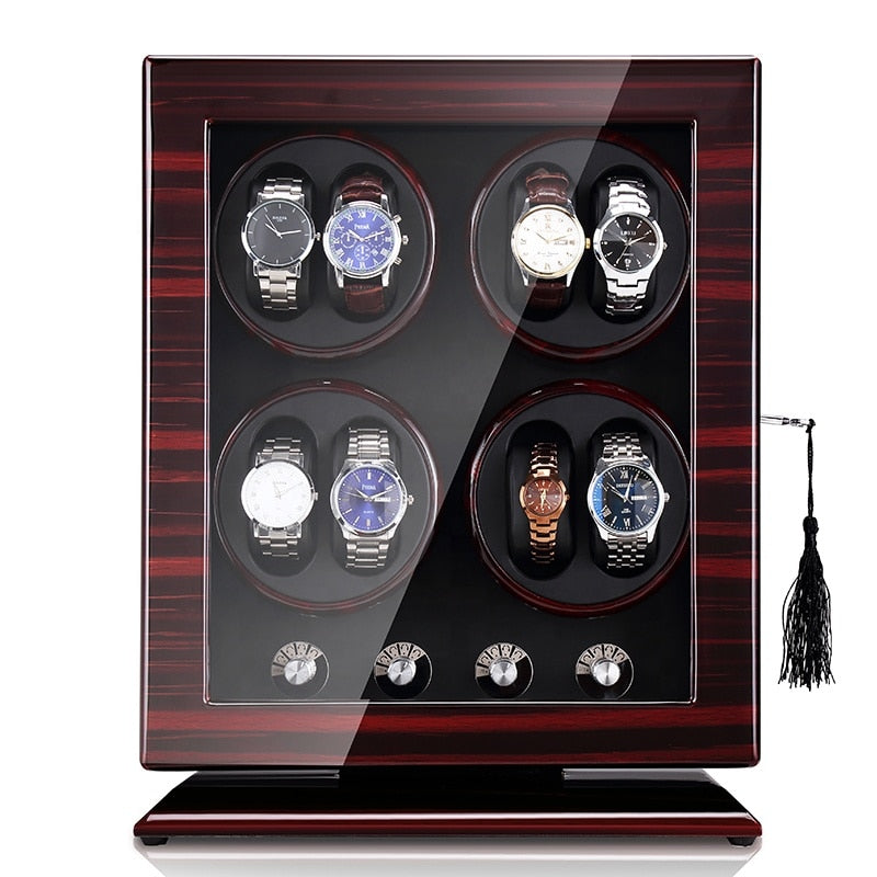 Lacquered Wood Watch Winder – 8 Watches, Red & Brown | Winderly