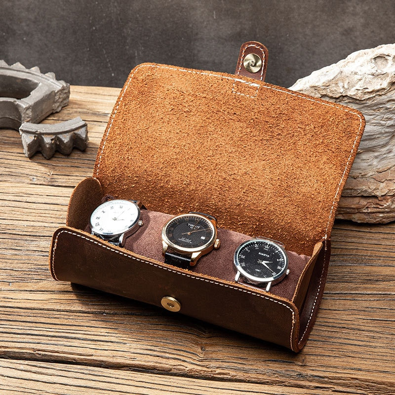 Leather Watch Case – Up to 3 Watches | Winderly