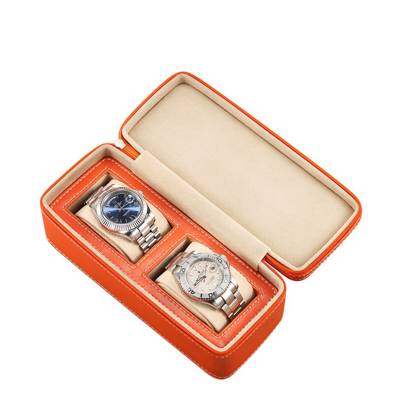 Ostrich-Embossed Leather Watch Box – 2 Watches | Winderly