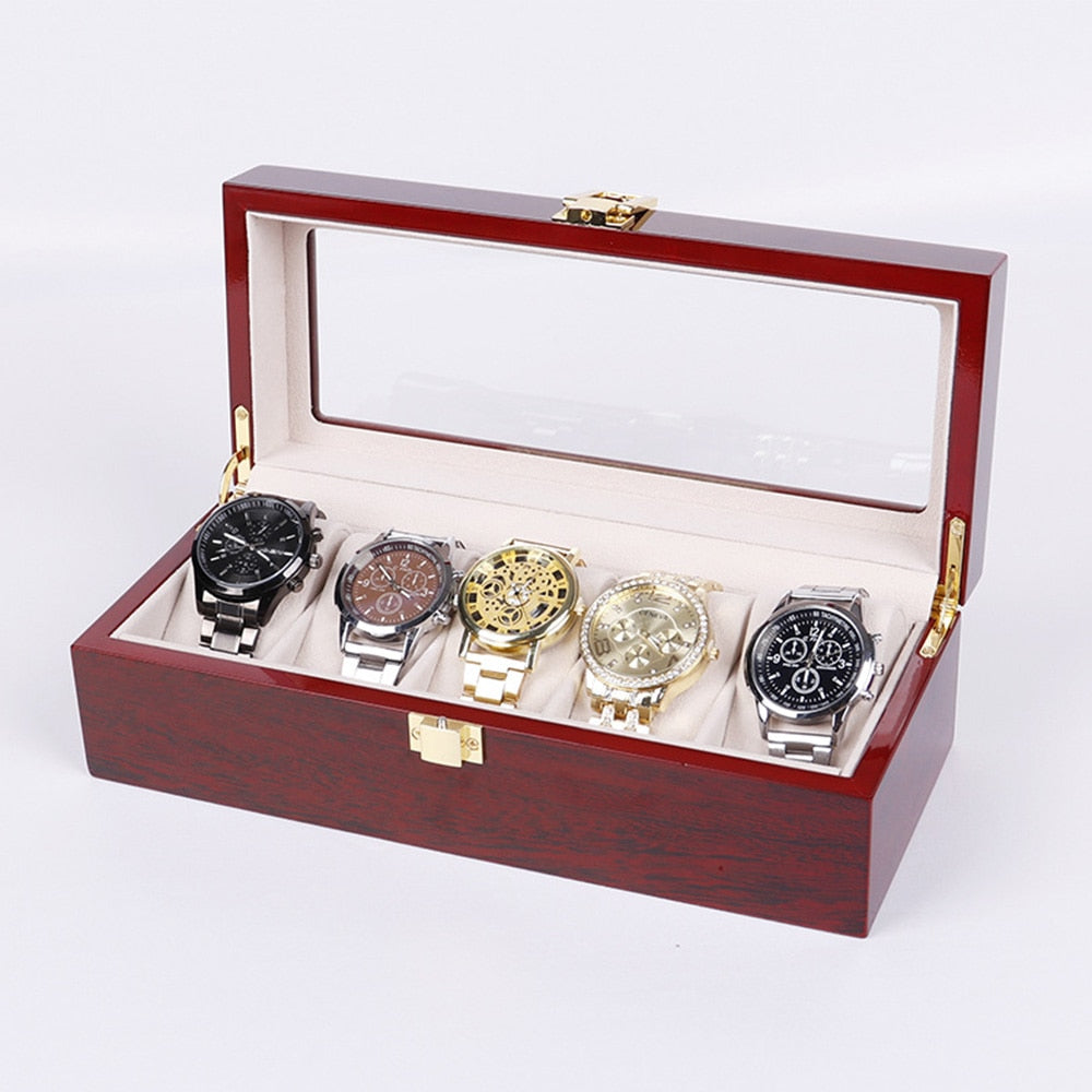 Wood Watch Box – 5 Watches, Red | Winderly