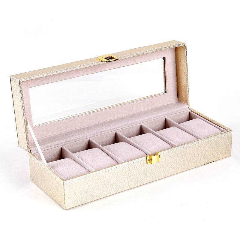 Wood Watch Box – 6 Watches, Gold | Winderly