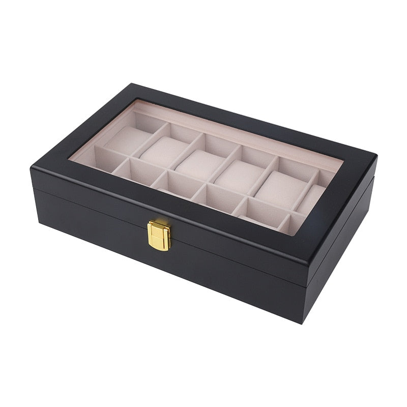Wood Watch Box – 12 Watches, Black | Winderly