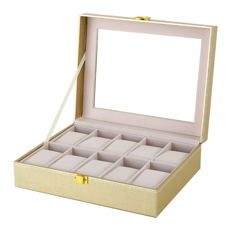Wood Watch Box – 10 Watches, Gold | Winderly