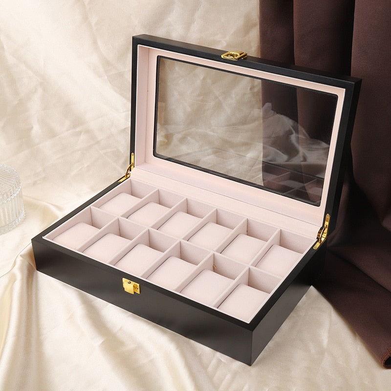 Wood Watch Box – 12 Watches, Black | Winderly