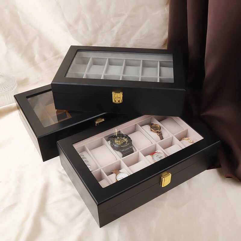 Wood Watch Box – 12 Watches, Black | Winderly