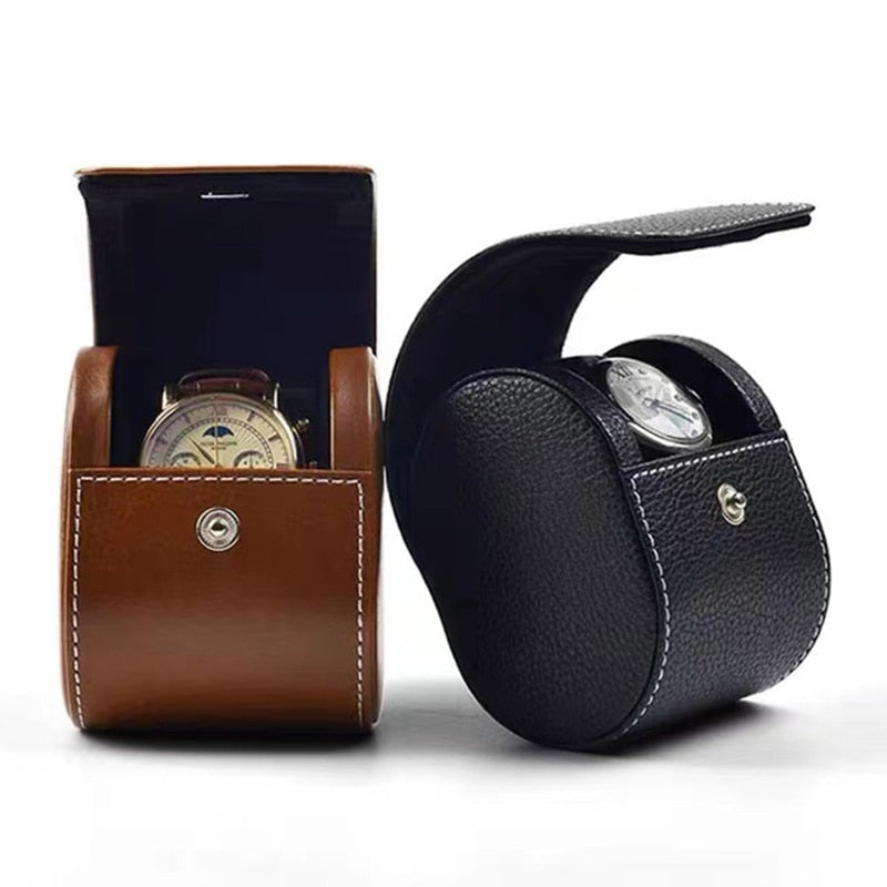 Brown Travel Case – 1 Watch, Black | Winderly