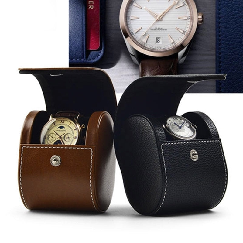 Brown Travel Case – 1 Watch, Black | Winderly