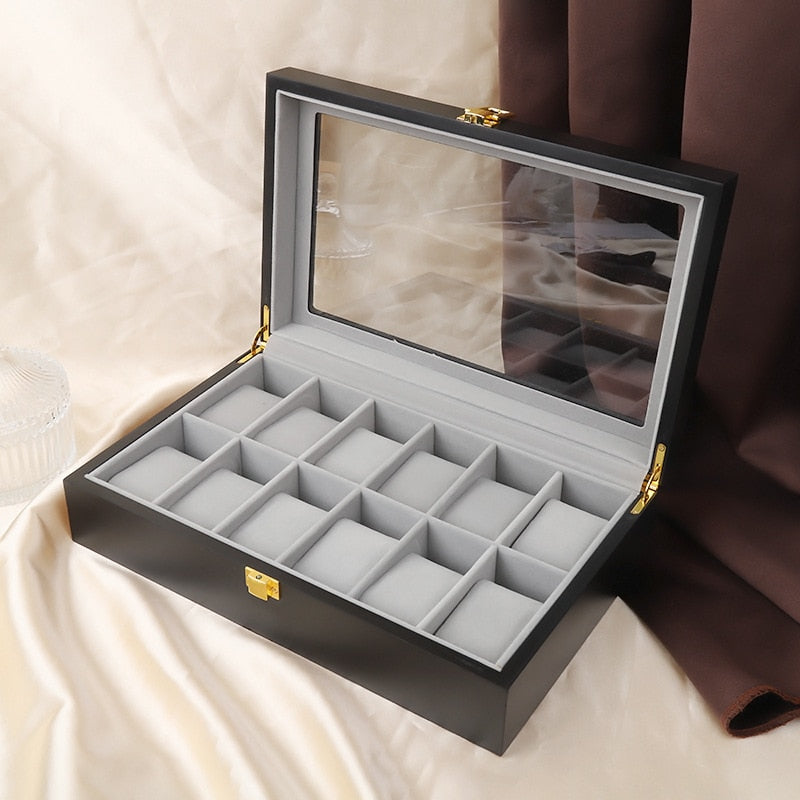 Wood Watch Box – 12 Watches, Black | Winderly