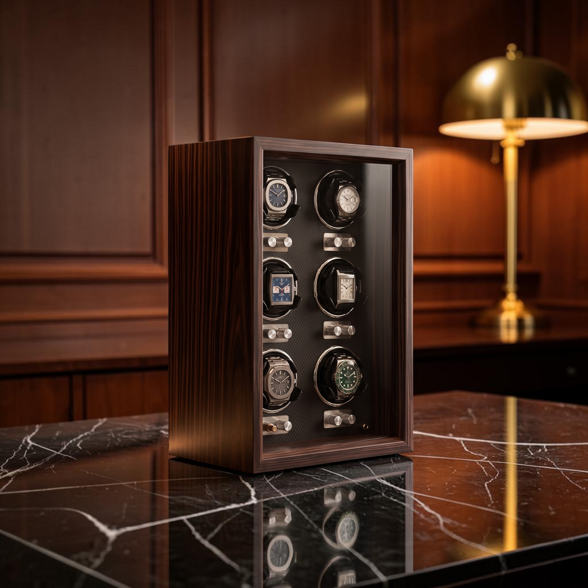 The Grosvenor 6 watch winder in a dressing room